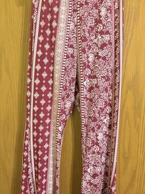Red Boho Print Wide-Leg leggings